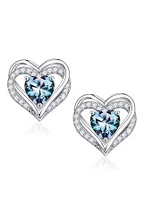 dazzling silver heart Alexandrite birthstone baby earrings